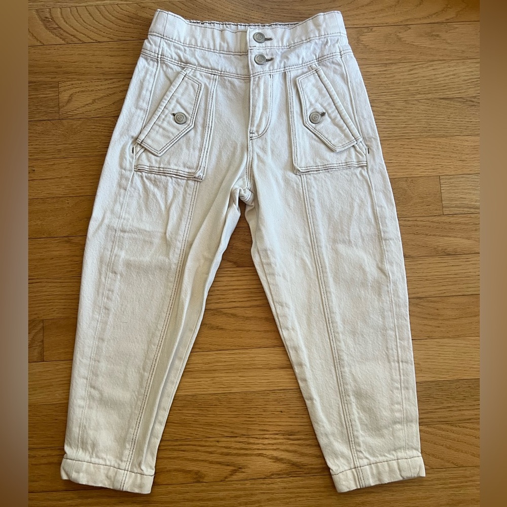 Banana Republic Baby Barrel Leg Utility Jean- Ecru, 4T